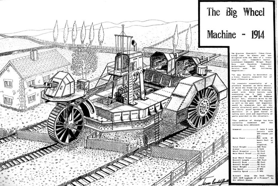 Т. Хетерингтон тщательно прорисовал каждую мелочь на эскизе своей машины