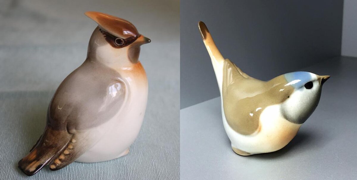 Свиристель, горихвостка, авт. П.П. Веселов, ЛФЗ, 1970-е, гг. Фото из архива коллекции "Фарфоровый заповедник"