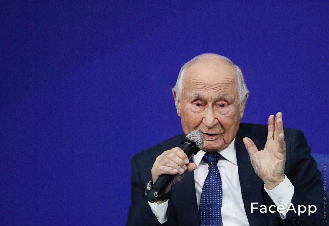 А так Владимир Путин может выглядеть через 16 лет. Изображение сделано с помощью приложения FaceApp