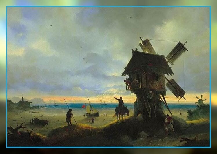"Ветряная мельница на берегу моря" Айвазовский И.К.
