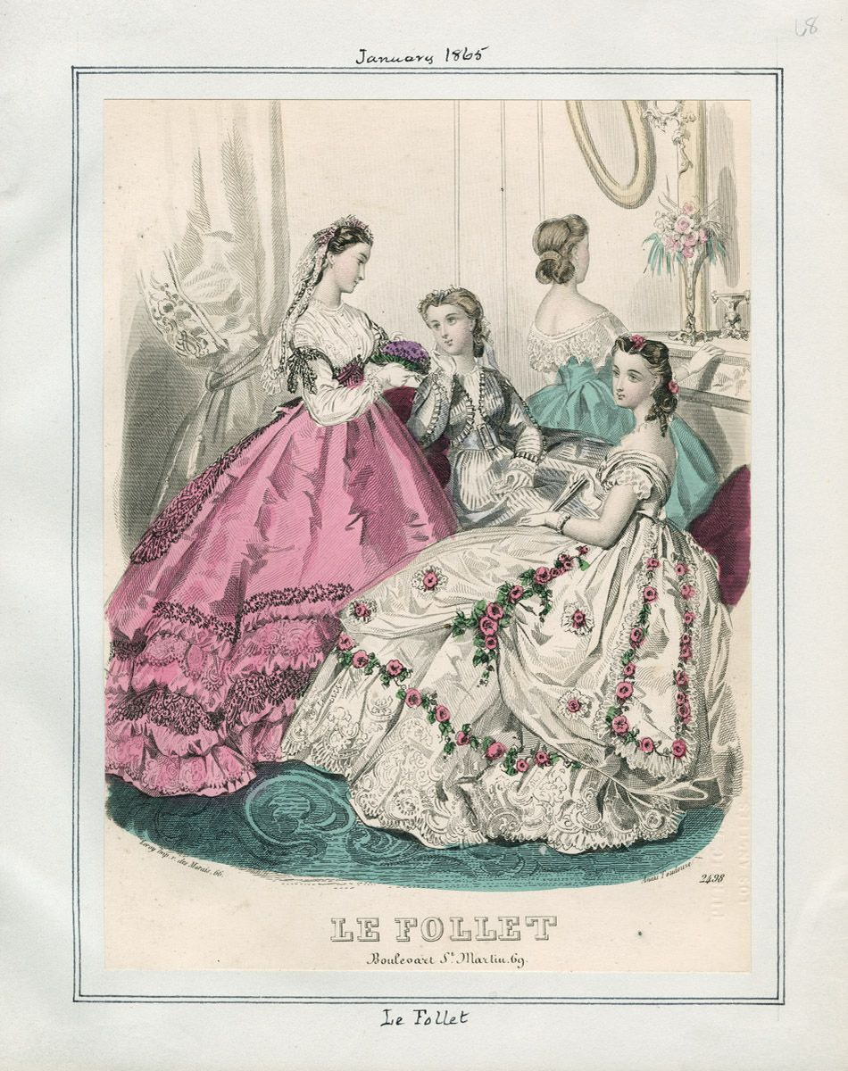 Модная гравюра из журнала "Le Follet", январь 1865