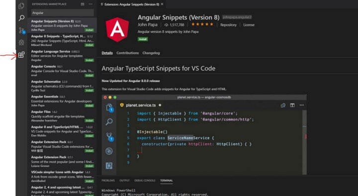 Вы также можете загрузить расширение напрямую из VS Code, через указанную вкладку.