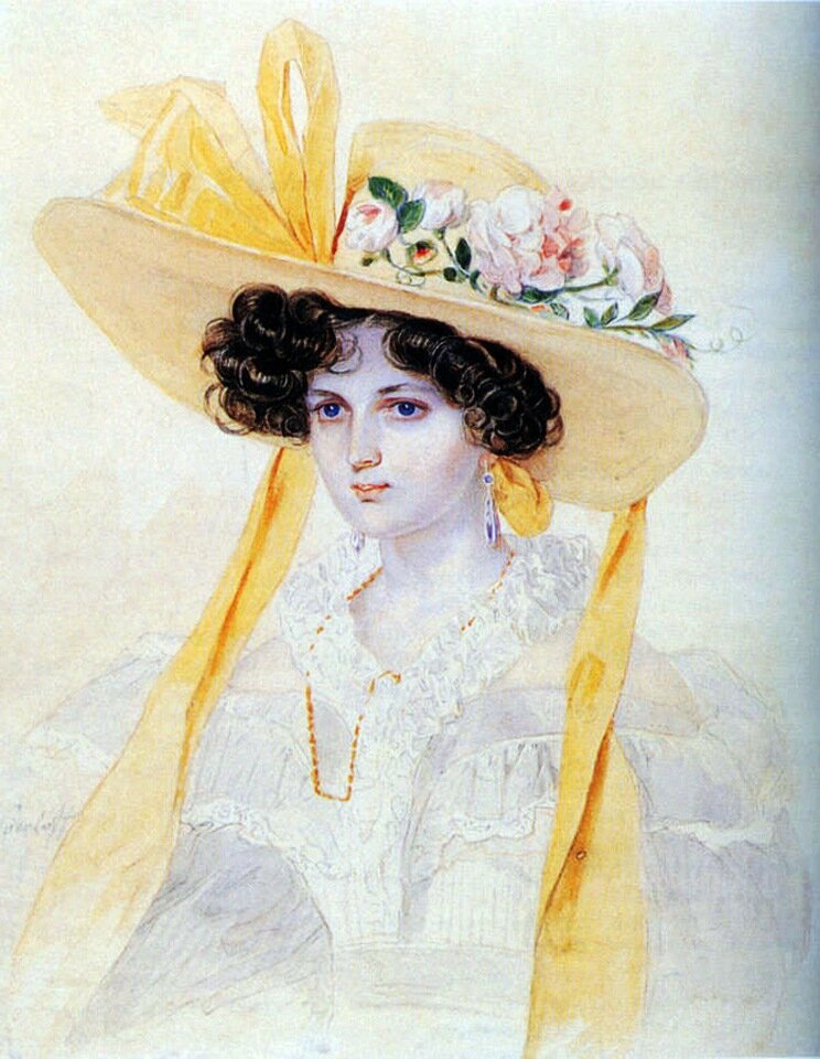 Портрет Ольги Павловны Ферзен. 1830-е годы.  Художник П.Ф.Соколов. Государственный музей изобразительных искусств имени А.С.Пушкина, Москва
