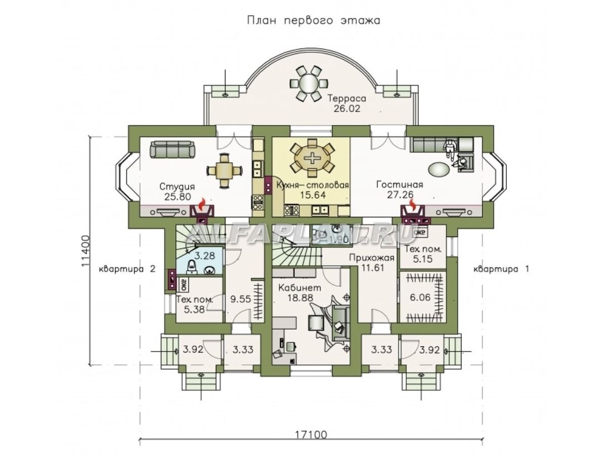 Планировка дома "Родное сердце" 130А, 278 м2