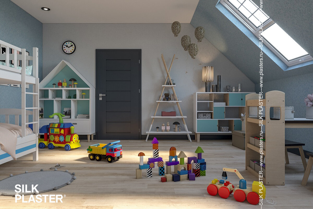 В интерьере декоративная штукатурка SILK PLASTER Miracle 1033 и жидкие обои South 943