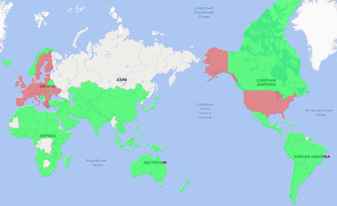 Красным выделены страны из числа импортёров продукции чёрной металлургии, что отказались от российского импорта