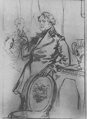 В.А. Свешников (1907-1993). Иллюстрация к роману "Рудин". Рудин у Ласунских (Рудин говорит).
