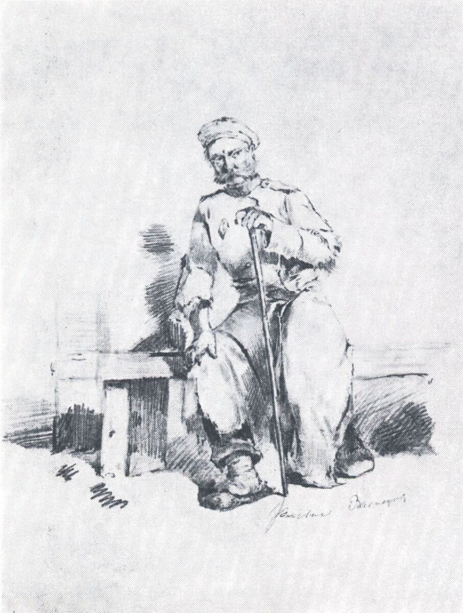 Отставной солдат. 1865. Рисунок