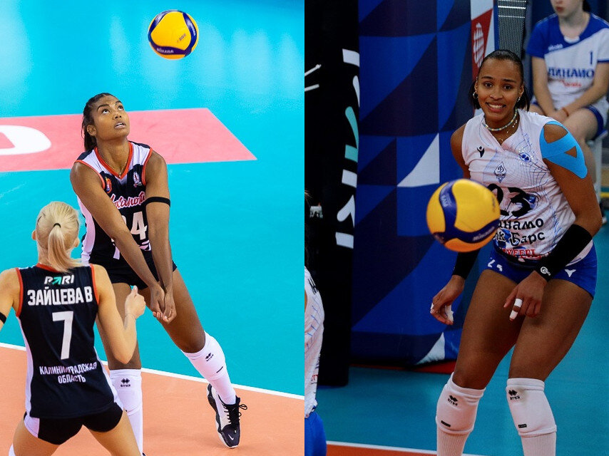 Бразильянка Лоренне Тейшейра (Локомотив, №24) и доминиканка Гайла Гонсалес (Динамо-Ак Барс, № 23) провели свои первые игры в российской Суперлиге