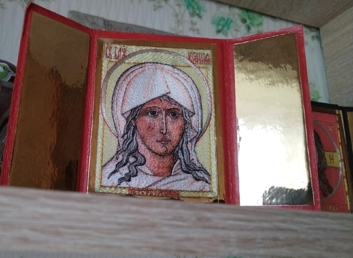 Вышитая икона Ксении блаженной, работа моего мужа