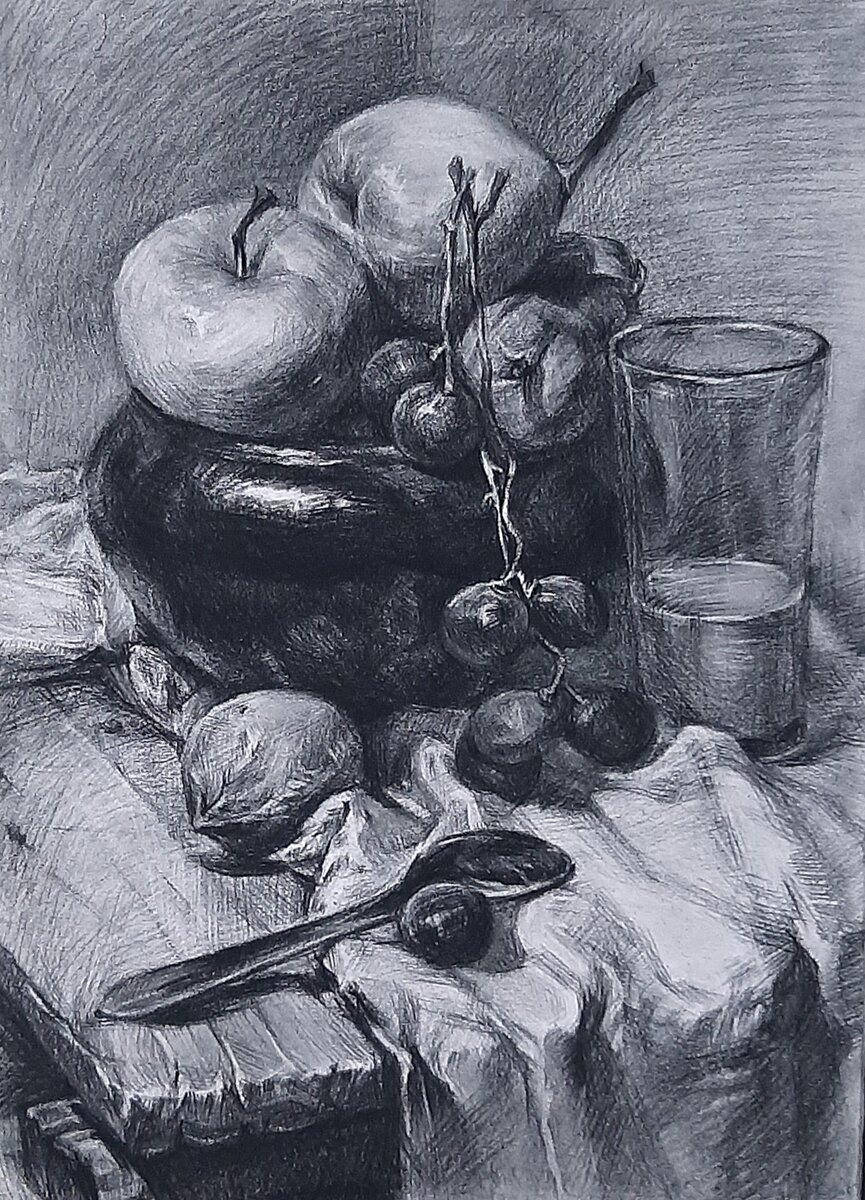 Бум, угольный карандаш, 30х42