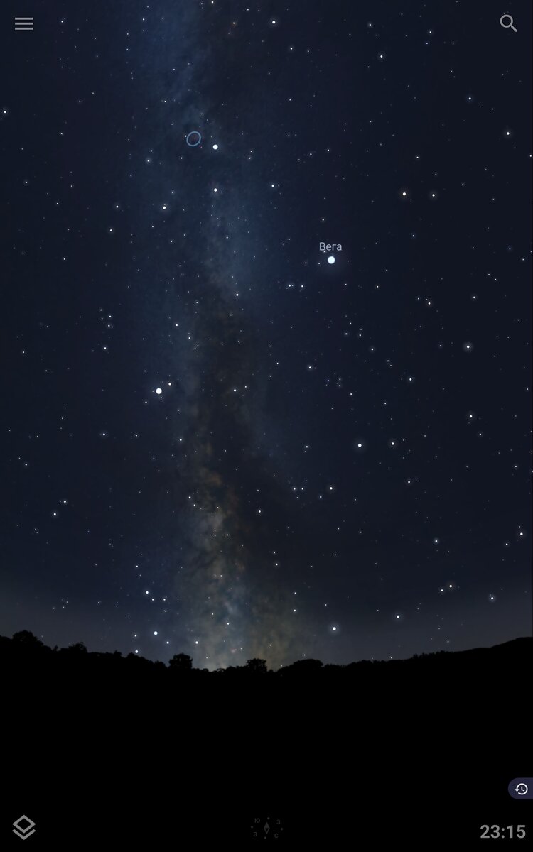 Вид млечного пути у горизонта, центр млечного пути