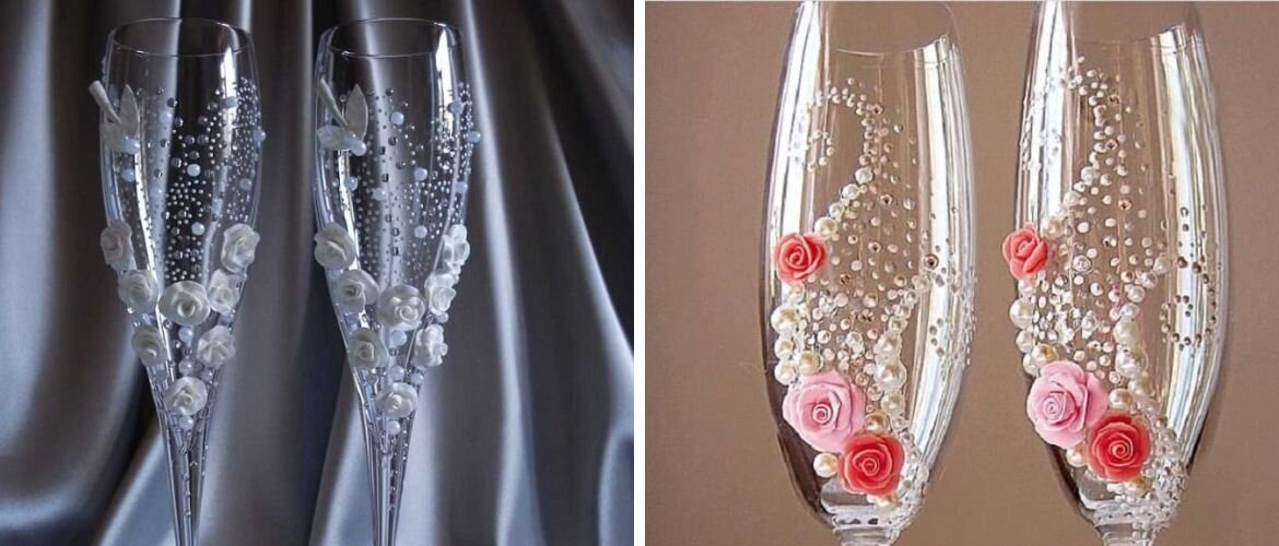 Способы декорирования свадебных бокалов