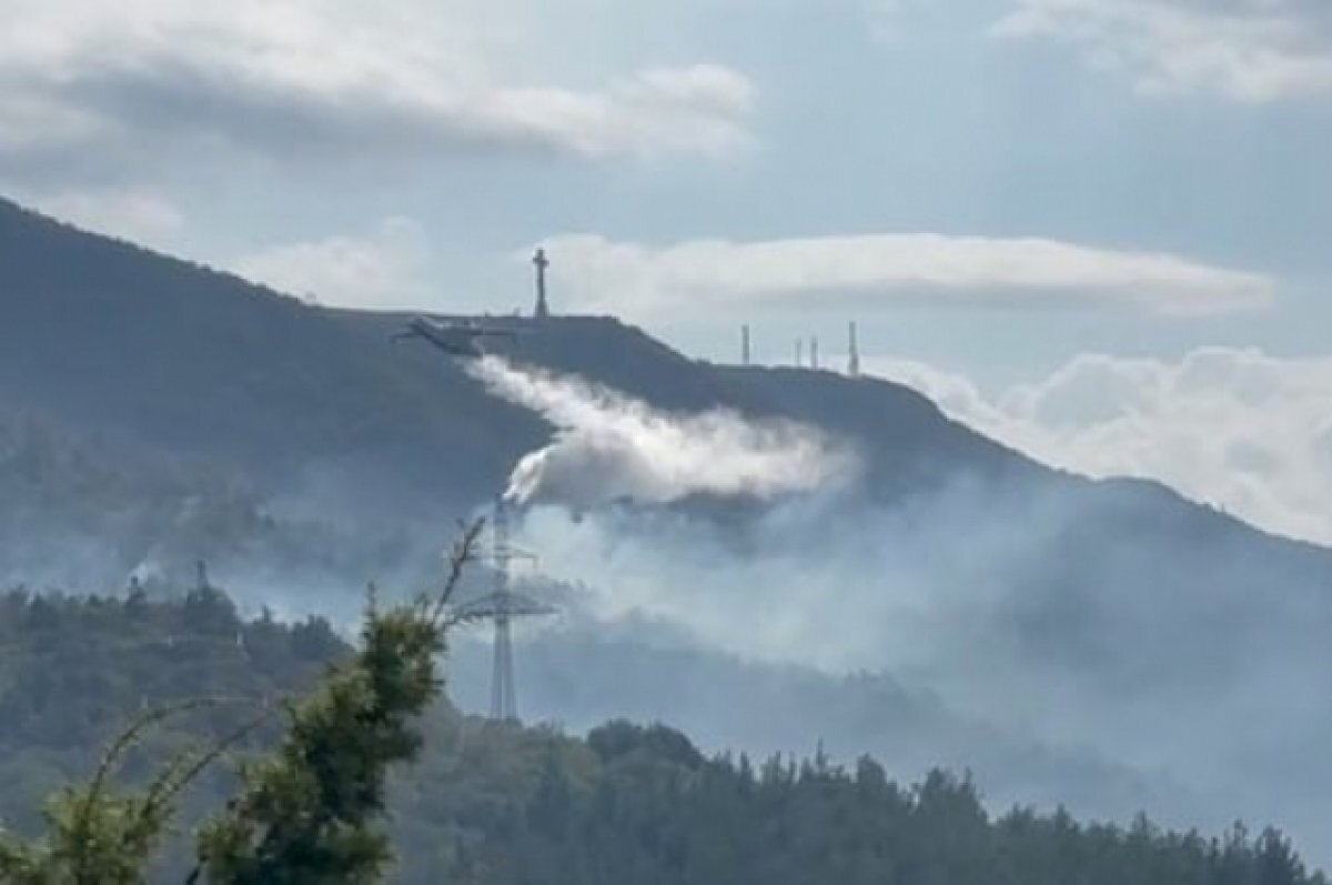    Пламя тушат два самолета и два вертолета.