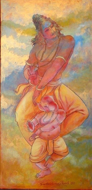 Один из аспектов Шивы - семьянин и отец. Рисунки: pinterest.com