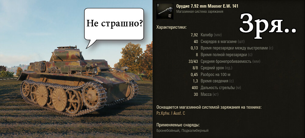 А точнее его барабан из 40 снарядов на 320 суммарного потенциального урона готов каждые 7-8 секунд отправлять в ангар любой вражеский танк 2-3 уровня,если удачно пробивать в борт или корму.