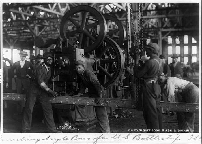 Если правильно понял, то это пробивка отверстий под заклепки на деталях корпуса броненосца "Иллинойс".