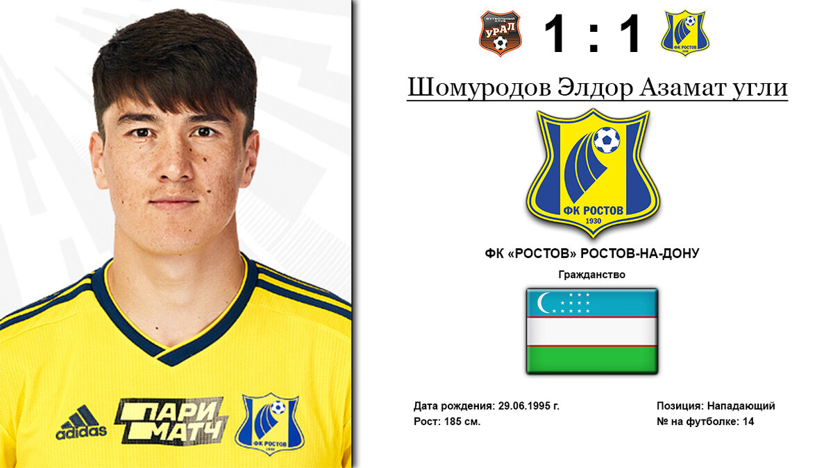 Э. Шомуродов - гол на 67 минуте матча.