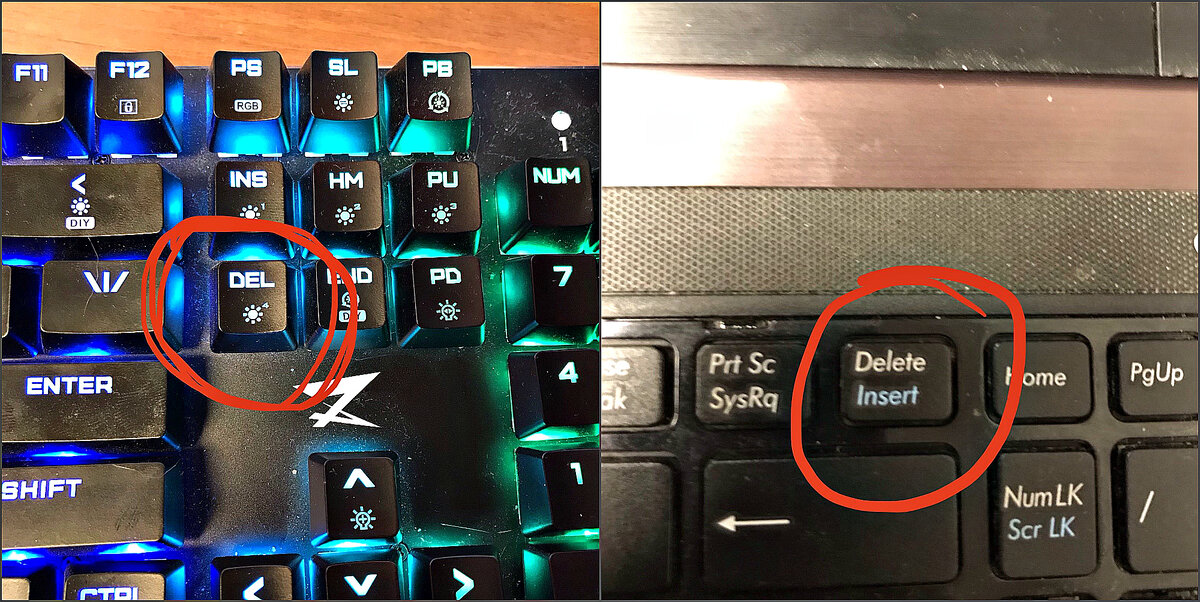 Возможные расположения клавиши.