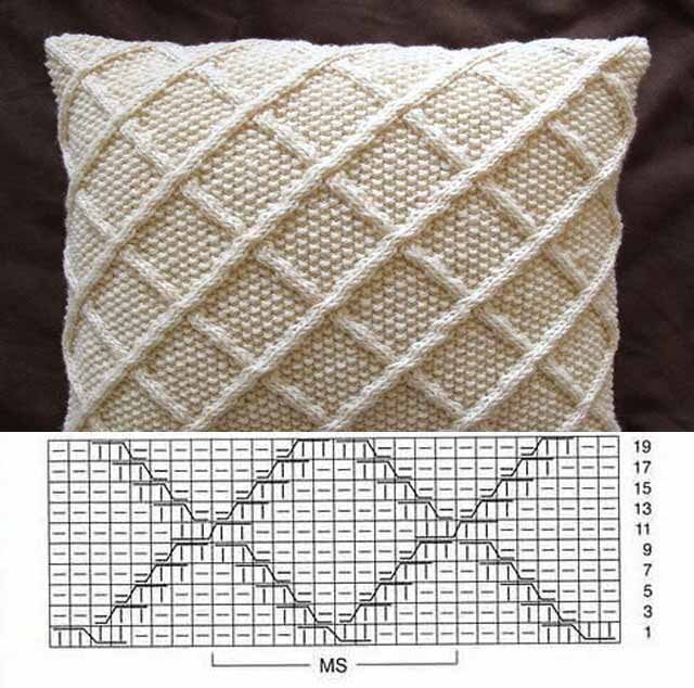 Вязаная подушка спицами схемы и описание