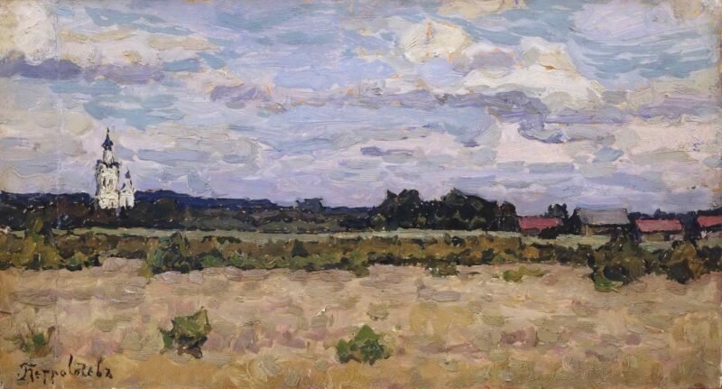 Пейзаж с церковью. 1920-е. (Пост. в 1965 г. от В.Я.Андреева. Москва)