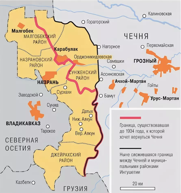 Граница между Чечней и Ингушетией 2018. Граница Чечни и Ингушетии 1934. Территории Ингушетии переданные Чечне. Граница между Ингушетией и Чеченской Республикой.