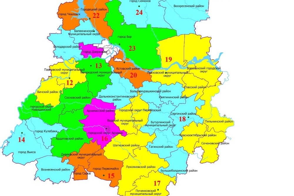 Карта округов Нижегородской области. Карта Нижегородской области с районами. Карта муниципальных районов Нижегородской области. Карта Нижегородской области по районам.