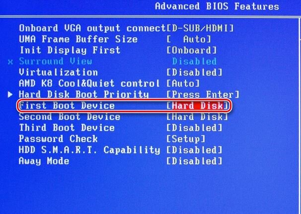 First boot device