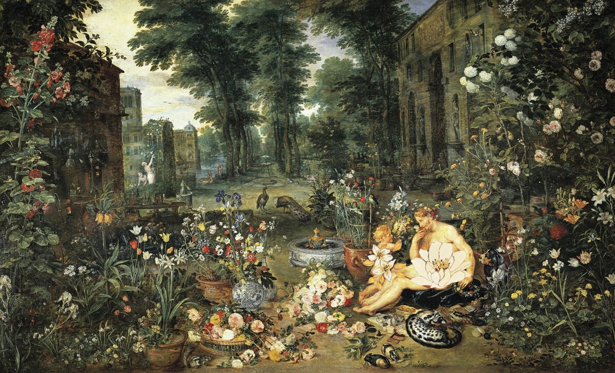 Ян Брейгель Старший и Питер Пауль Рубенс, «Аллегория обоняния», 1617, холст, масло, 65 х 110 см, Музей Прадо, Мадрид
