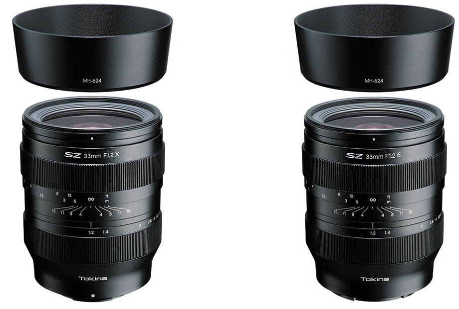 Tokina SZ 33mm F1.2 X (слева) и SZ 33mm F1.2 E справа