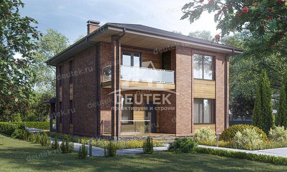 Проект двухэтажного дома 161 м2 из газобетона с балконом и террасой - KVR-107