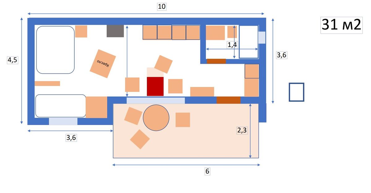 Начальная планировка  мини-домика  от заказчиков