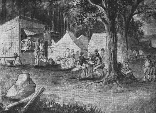 Маркитанты в лагере. Шведская акварель, 1790 г.