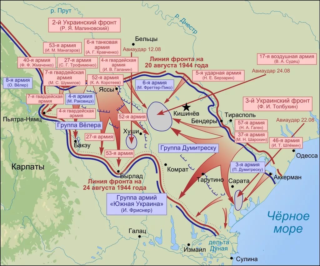 Карта Ясско-Кишинёвской наступательной операции (из Яндекс. Картинки)