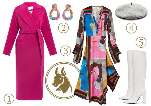 Пальто All We Need, 19 000 руб. 2. Серьги Uterque, 4990 руб. 3. Платье Zara, 12 599 руб. 4. Берет Stradivarius, 799 руб. 5. Сапоги Casadei , 85 757 руб.