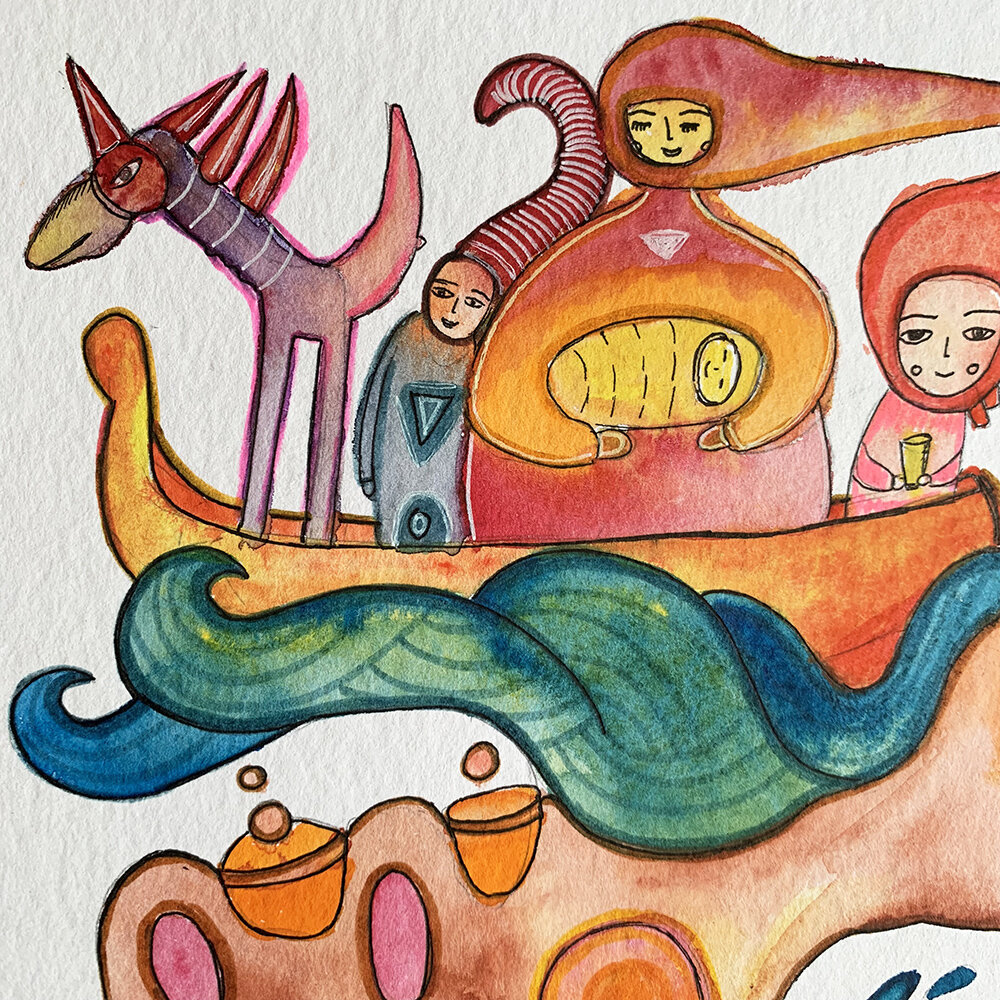 картинка акварельная "сны" - листайте там еще фрагменты