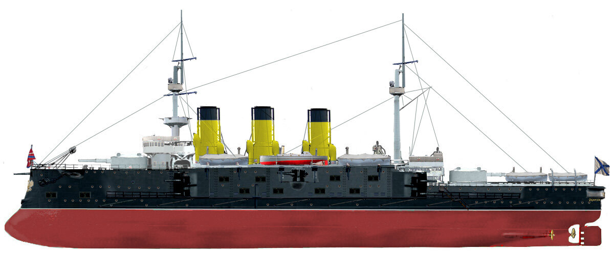 Эскадренный броненосец "Ослябя" в окраске мирного времени