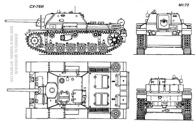 Чертеж самоходной установки СУ-76и