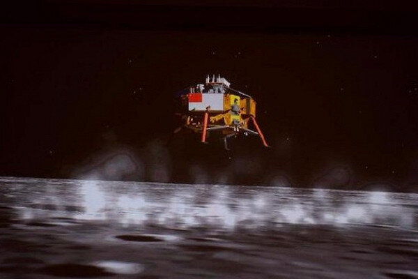 Китайский аппарат "Чанъэ-5" перед посадкой, скрин с китайского видеоролика, источник Рамблер
