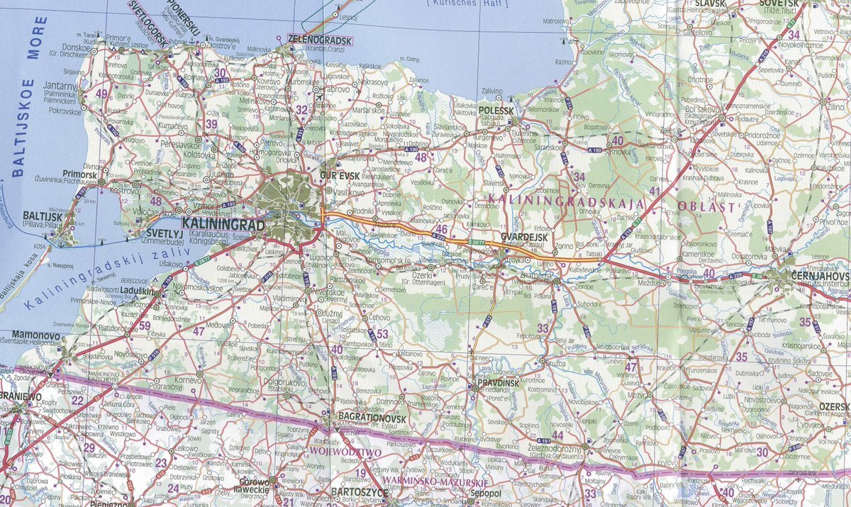 Калининград на физической карте