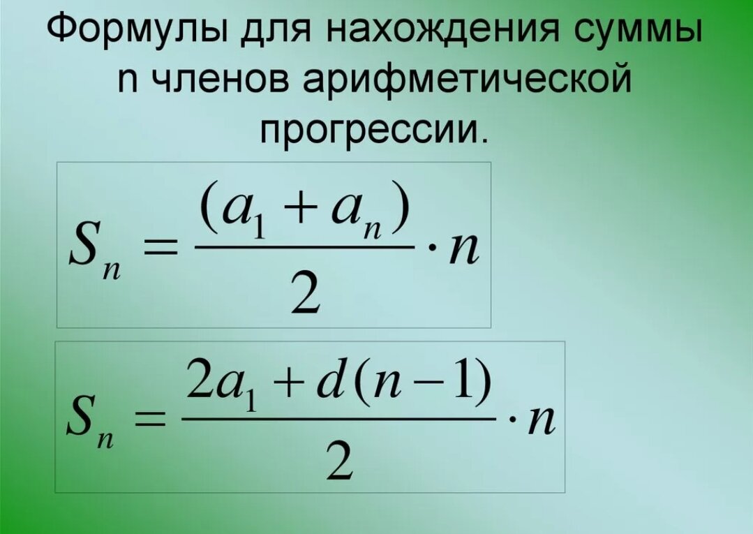 Формула суммы прогрессии. Формула алгебраической прогрессии сумма. Формула суммы первых n чисел арифметической прогрессии. Формула суммы арифметической прогрессии. Формула нахождения суммы арифметической прогрессии.