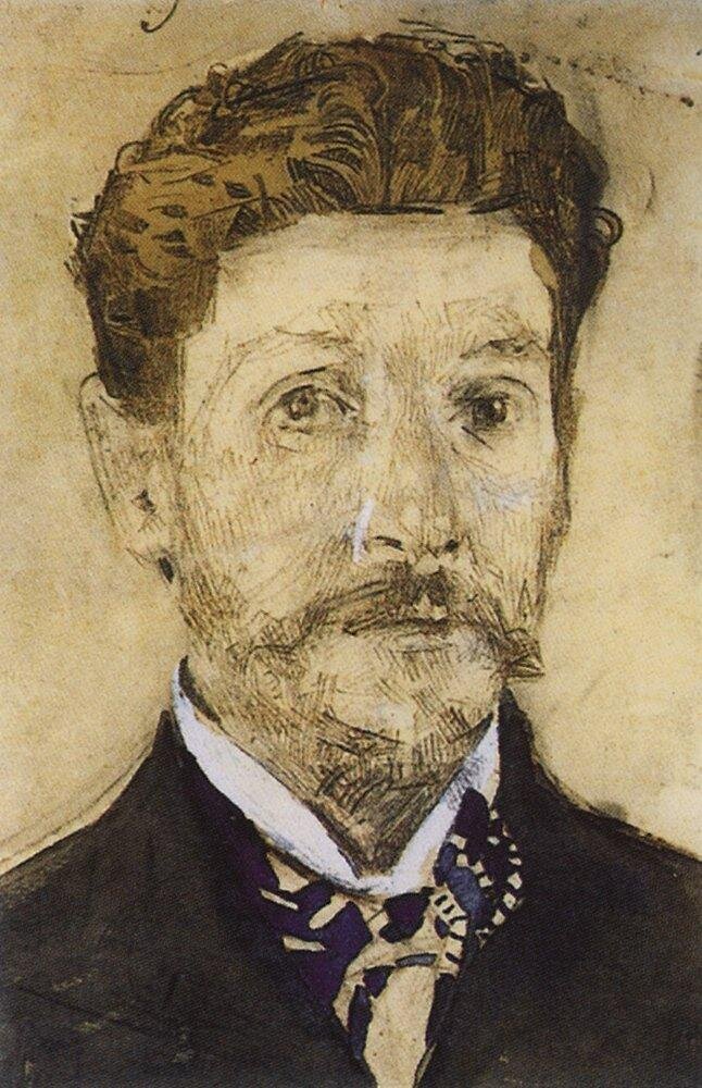 Михаил Врубель. Автопортрет, 1904-1905. Карандаш, акварель