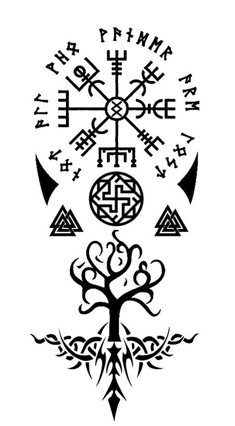 Это тату возможно не историческое но именно такие символы "били" варяги.