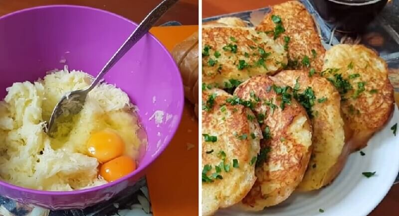 Батон можно использовать черствый, не обязательно покупать свежий. Лук трем на мелкой терке в кашицу.
Картофель также трем на мелкой терке, отжимаем сок, чтобы масса не была жидкой.
Разогреваем растительное масло.
Лук смешиваем с картофельной массой и хорошо все вымешиваем. Добавляем 2 зубчика чеснока, пропущенного через пресс.
Массу смешиваем с яйцами и перемешиваем, солим и перчим по вкусу. Не забудьте о свежей или сушеной зелени и добавьте специи по вкусу.
Батон режем не толстыми ломтиками.
Выкладываем не тонким слоем массу на одну сторону батона и выкладываем массой вниз на сковороду. Сверху на ломтик батона выкладываем слой картофельной массы. Как только одна сторона стала румяной, переворачиваем и обжариваем вторую сторону.
Готовые бутерброды посыпаем свежей зеленью и подаем к столу.