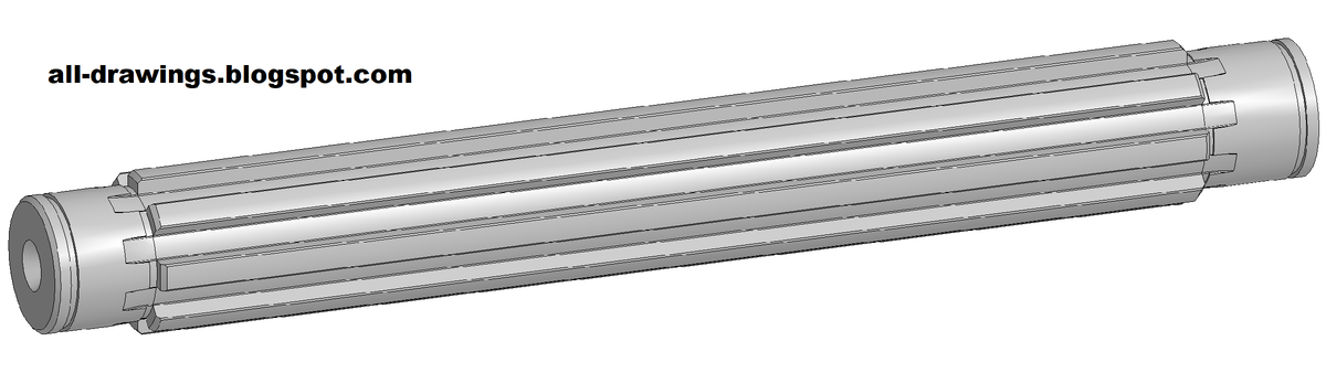 3D модель и чертеж вала станка 6Р13