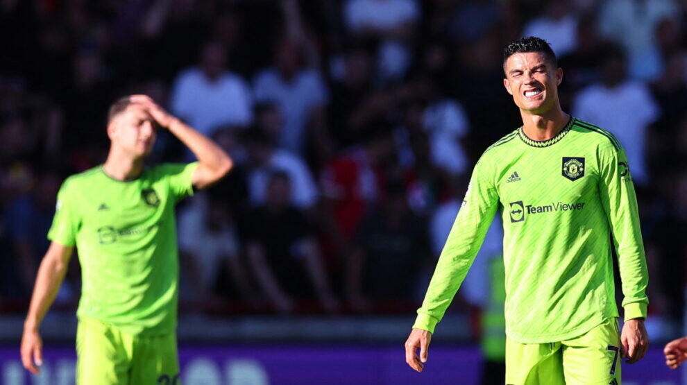    «Манчестер Юнайтед» пропустил четыре гола, реакция Роналду понятна. Фото: REUTERS
