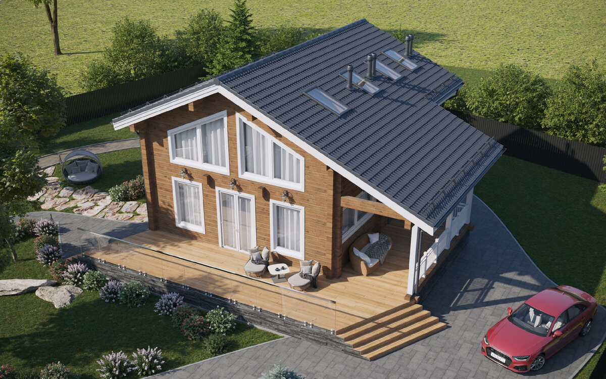 Дом с террасой по проекту КБ-190