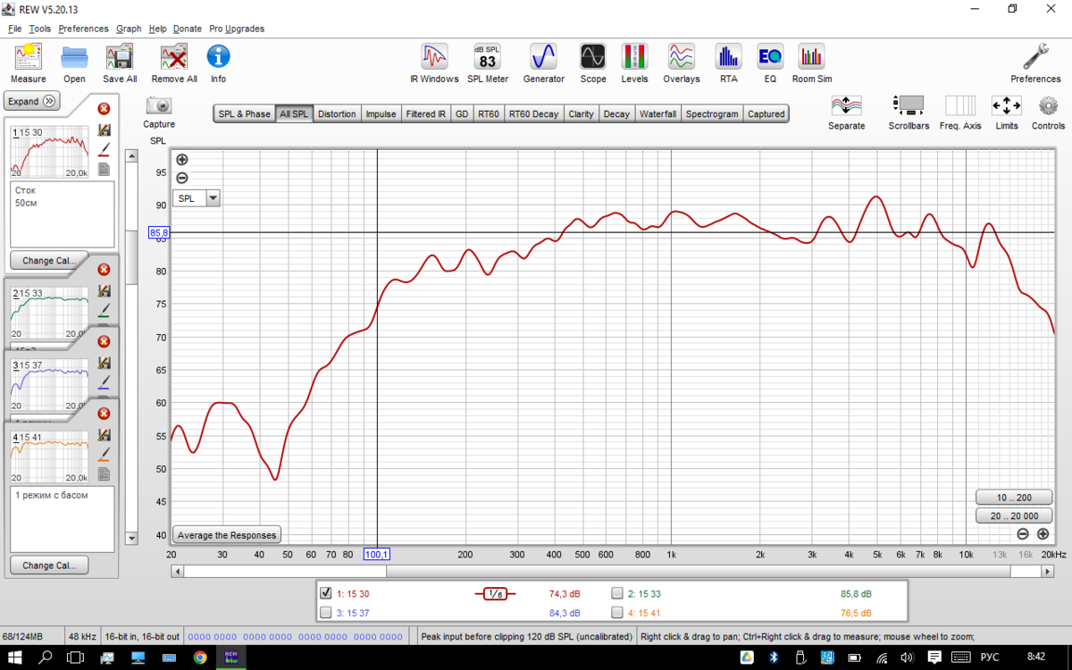Сглаживание 1/6. Сток (АЧХ без коррекции).