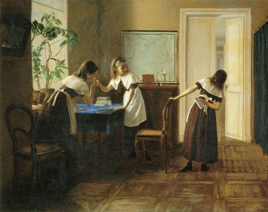 "Пансионерки", Михаил Петров, 1872.  (сс) Wikimedia Commons 