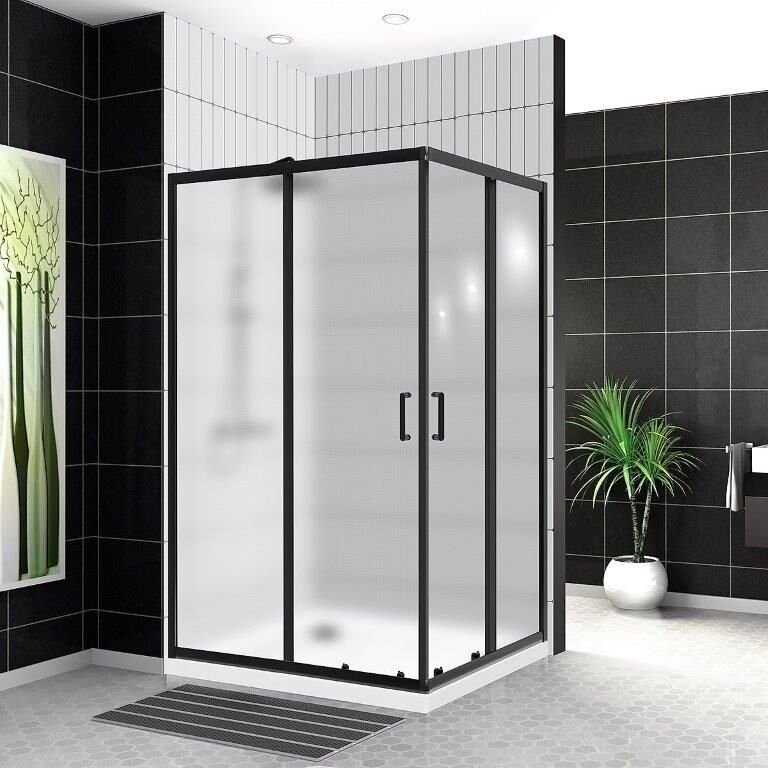 Душевой уголок BelBagno UNO-195-AH-2-120/90-P-NERO прямоугольный , профиль черный матовый, стекло текстурное (PUNTO)